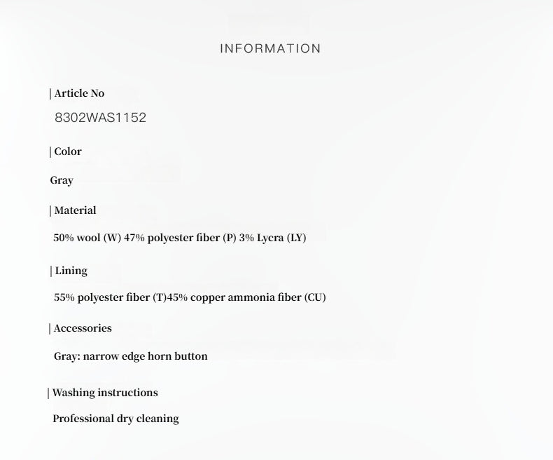 Heavy Fine Twill Worsted Wool, Asymmetrical Collar Design, Basic Classic Two-Button Suit