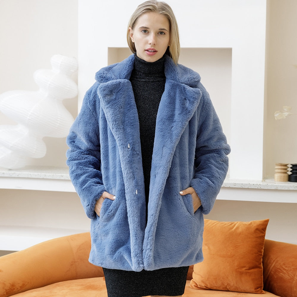 Autumn Winter New Women Faux Fur Coat Elegant