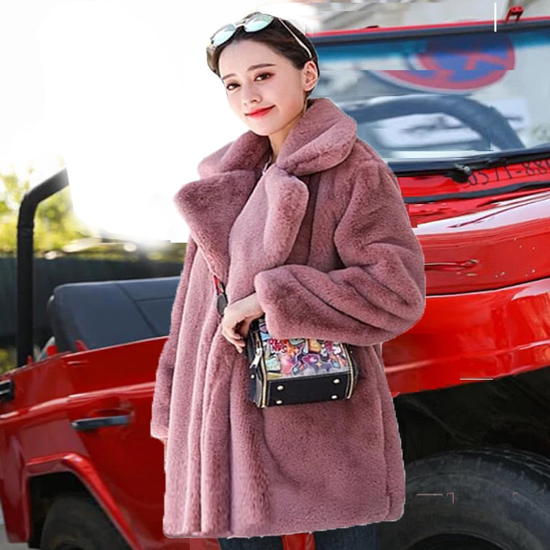 Autumn Winter New Women Faux Fur Coat Elegant