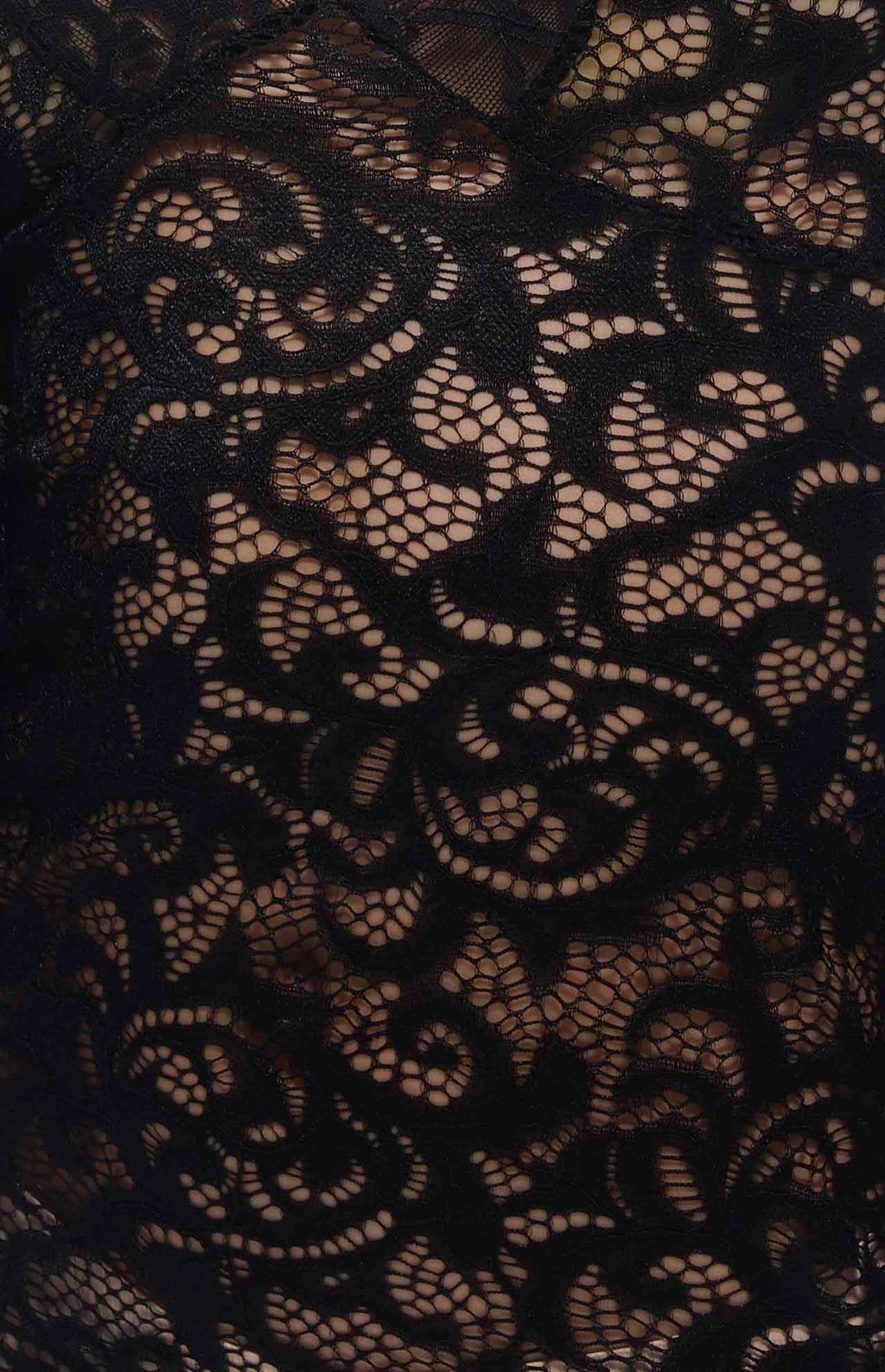 Sekna V-Cut Floral Lace Maxi Dress Black