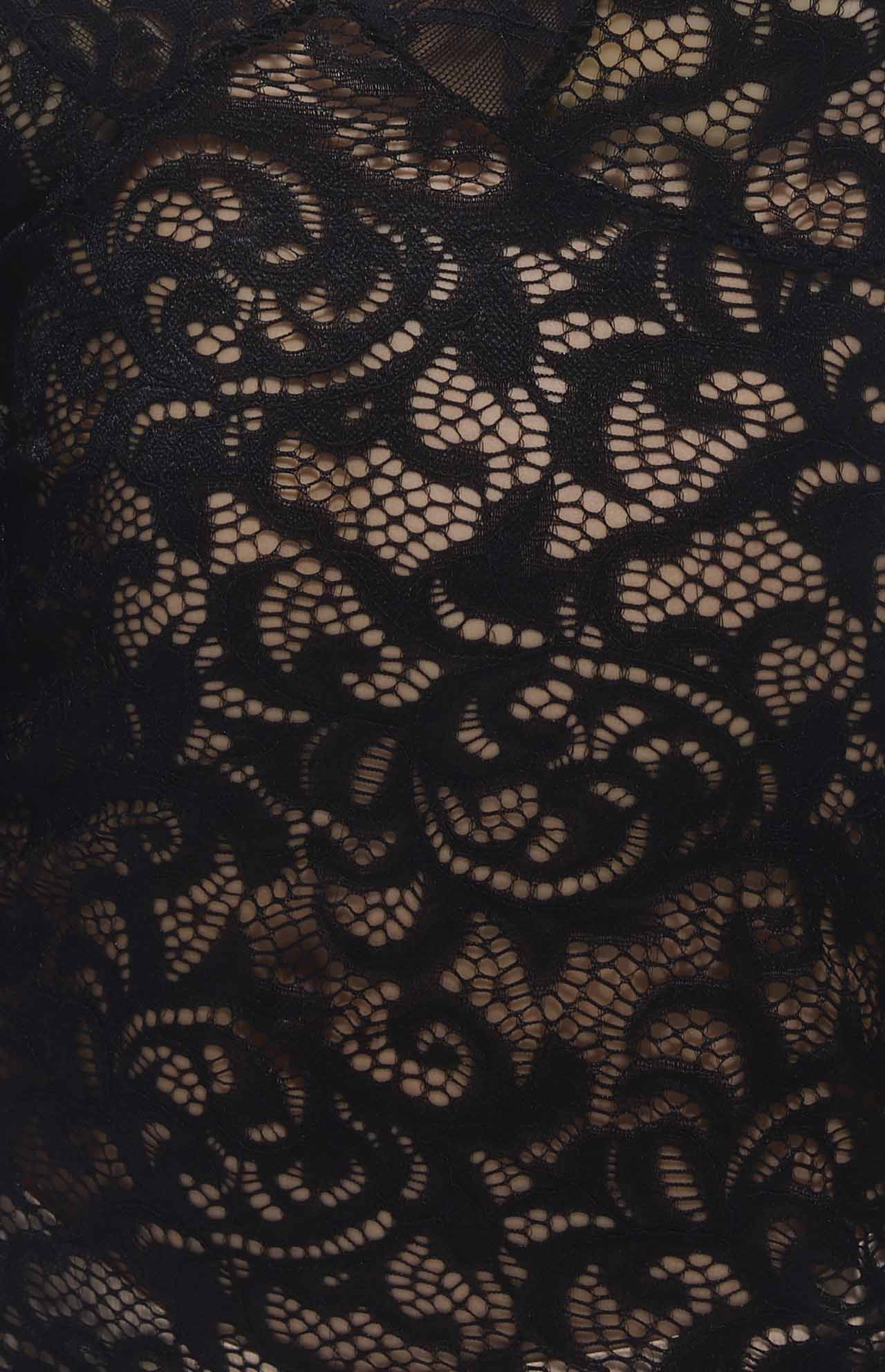 Sekna V-Cut Floral Lace Maxi Dress Black